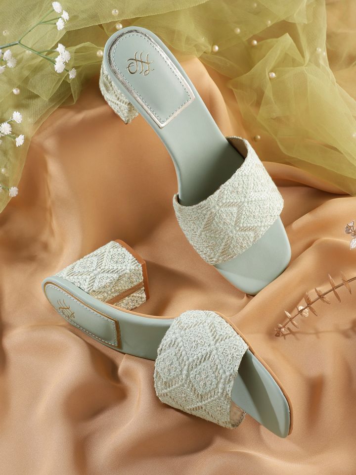 Buy House Of Pataudi Women Embroidered Ethnic Block Heels With