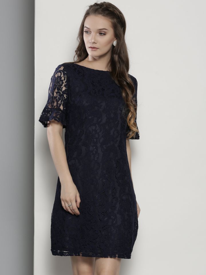 Dorothy perkins navy lace dress clearance