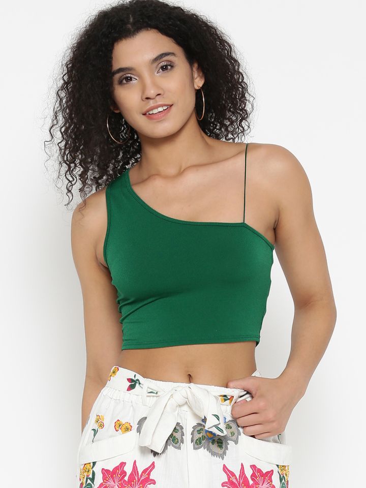 One shoulder crop store top forever 21