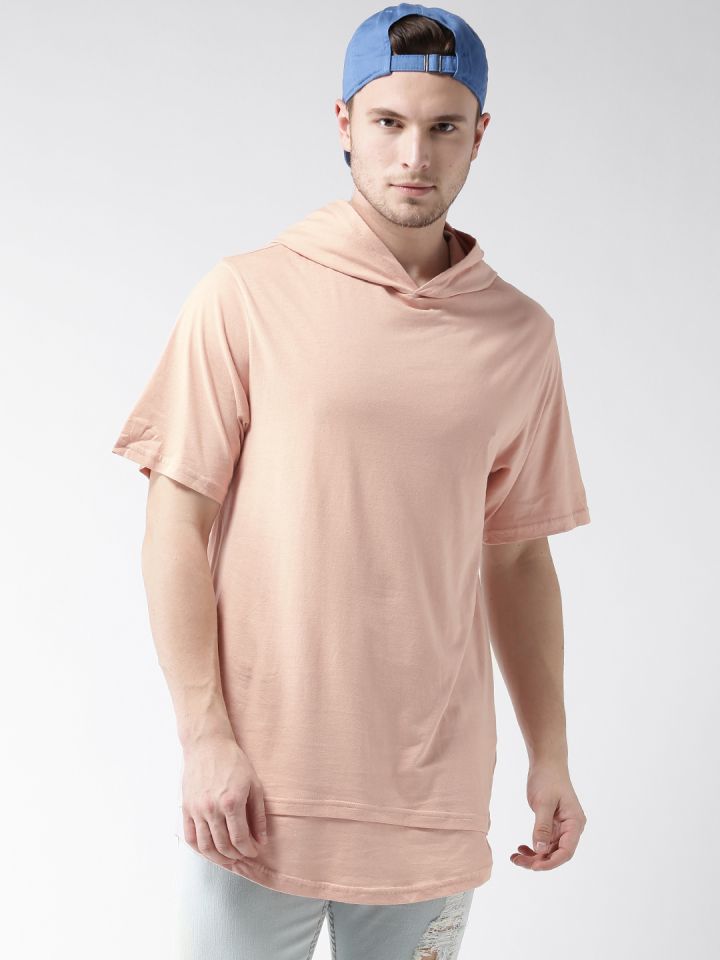 Buy FOREVER 21 Men Pink Solid Hooded T Shirt Tshirts for Men