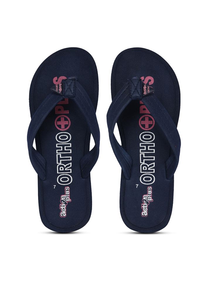 Buy Action Plus Women Navy Blue Pink Printed Thong Flip Flops
