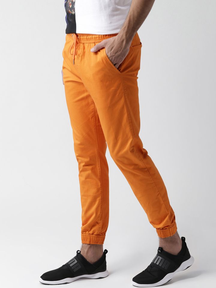 Buy FOREVER 21 Men Orange Solid Joggers Trousers for Men 2098996