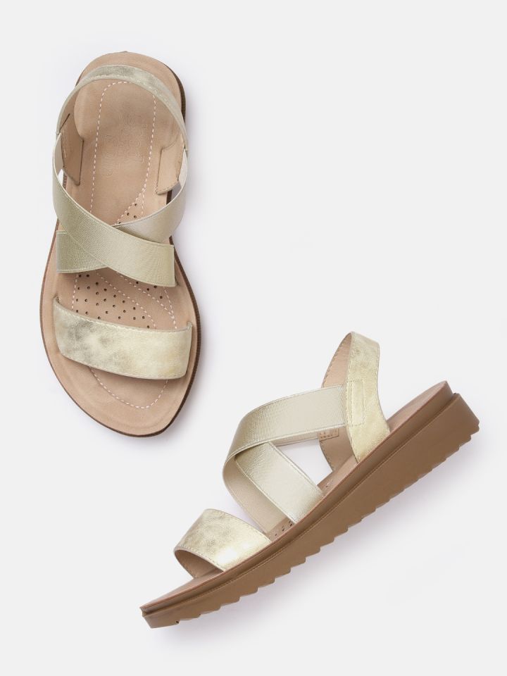DOROTHY PERKINS Women Cross Straps Open Toe Flats with Sheen Effect