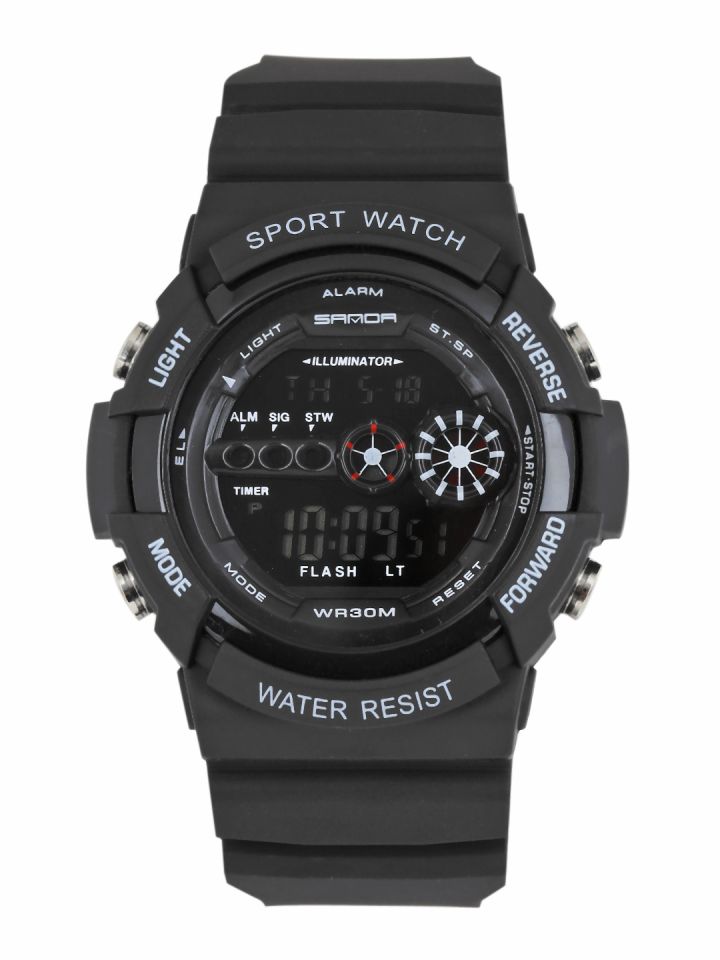 SANDA Men Black Multifunction Digital Watch S320BKWH
