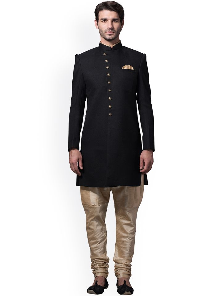 Manyavar black sherwani sales