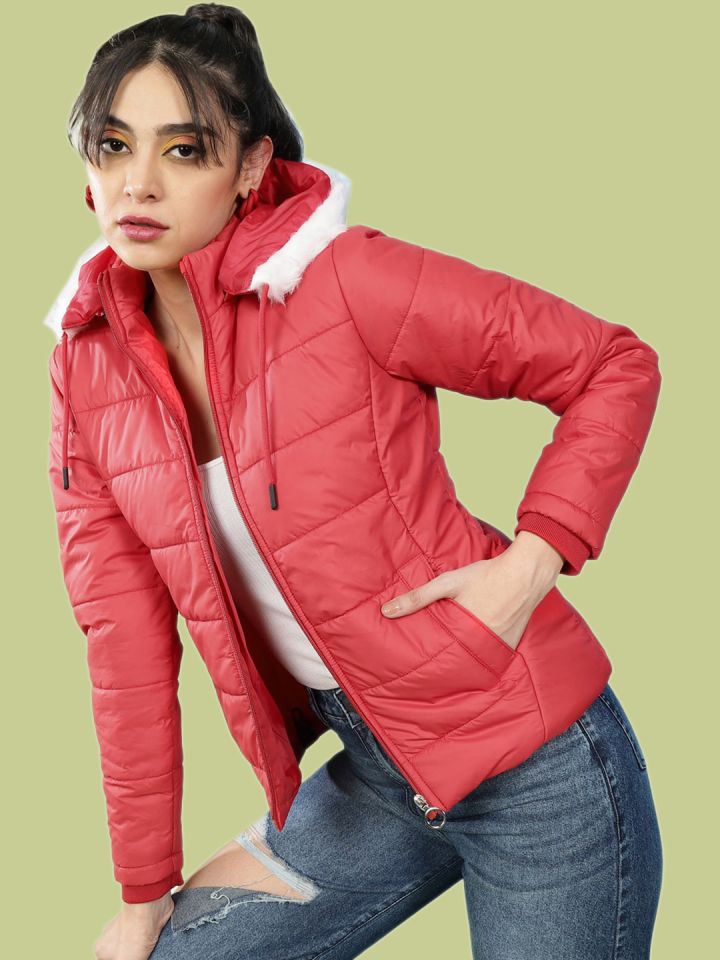 Freehand by The Indian Garage Co Women Red Outdoor Puffer Jacket