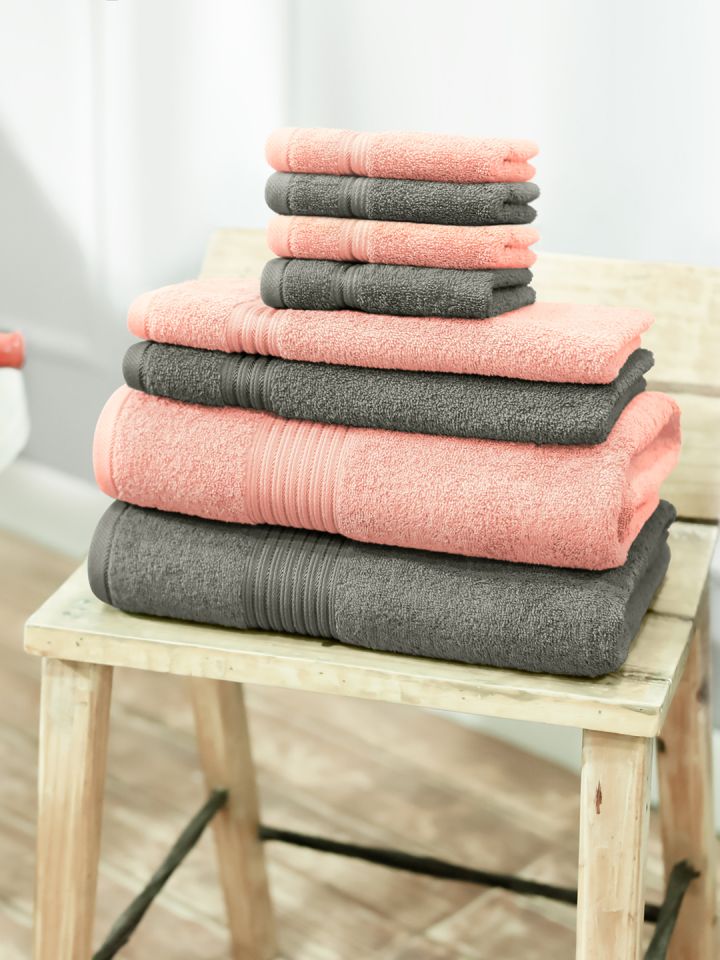 Peach and grey towels clearance