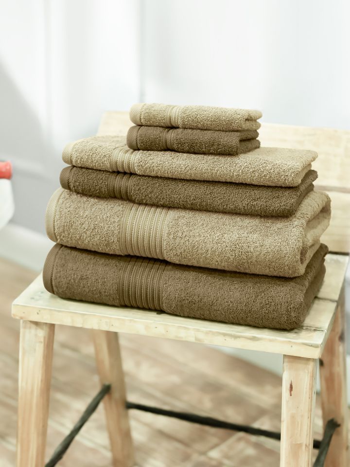swiss republic Set of 8 Brown Green 600 GSM Cotton Towels