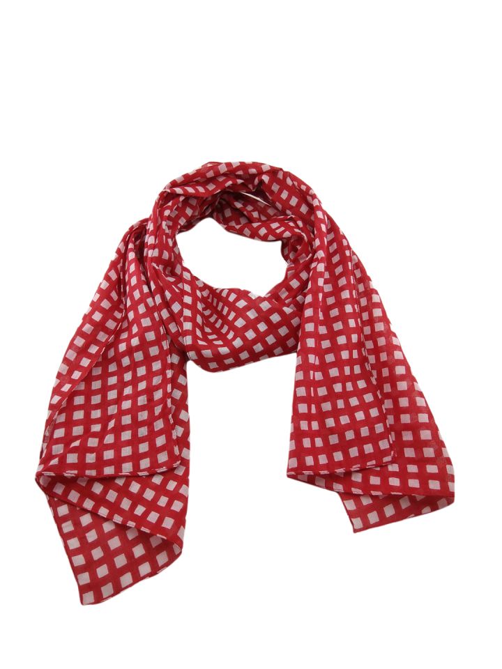 Red and top white checkered scarf