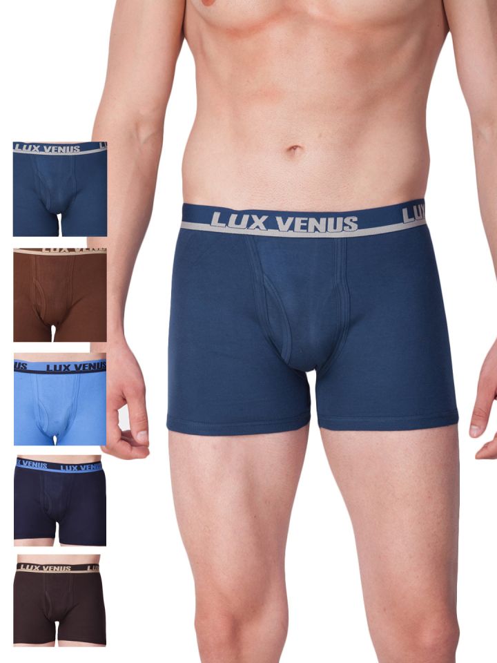 Buy Lux Venus Men's Assorted Solid 100% Cotton Pack of 3 Trunks