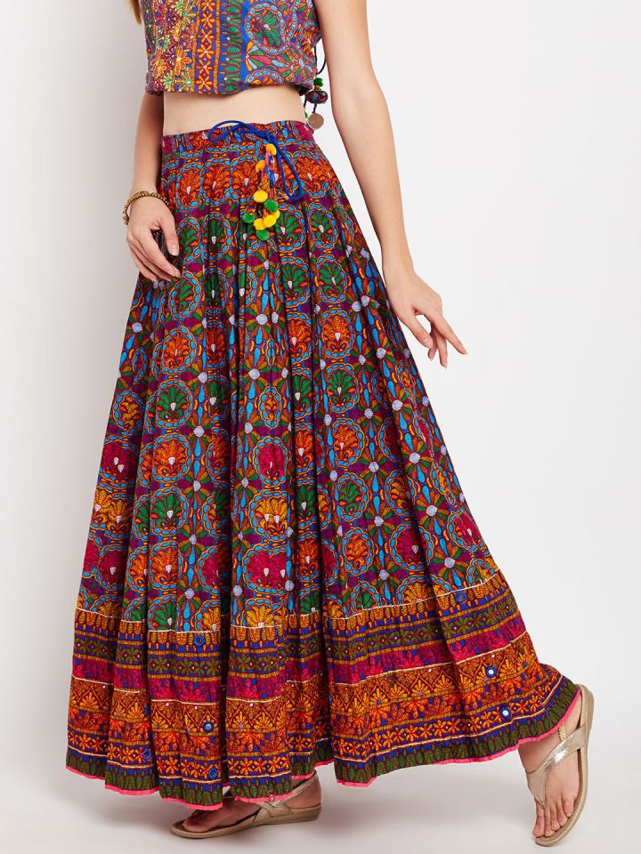 biba multicoloured printed maxi flared skirt