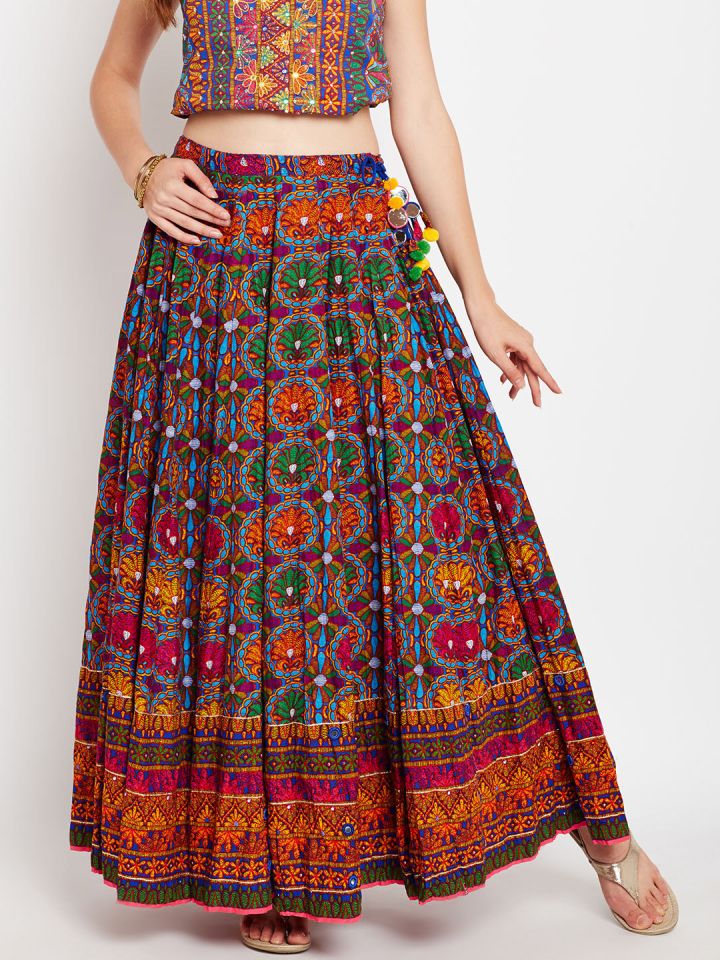 biba multicoloured printed maxi flared skirt