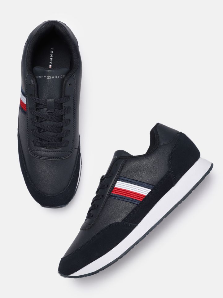 Tommy hilfiger leather sneaker black hot sale