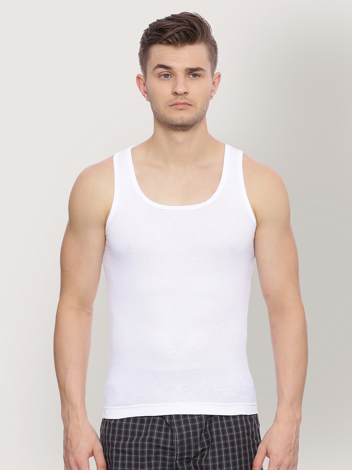 Buy Van Heusen Men Pack Of 2 White Solid Antibacterial Quick Dry Vest -  Innerwear Vests for Men 2113528