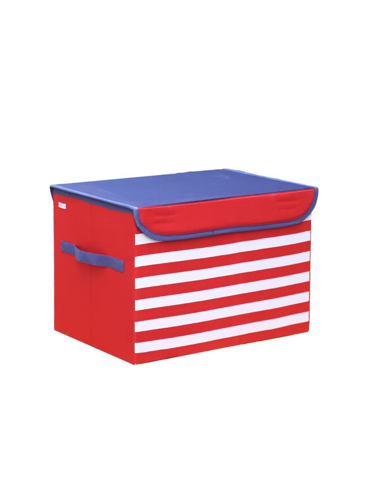 My Gift Booth Kids Red Striped Multi Utility Toy Storage Box