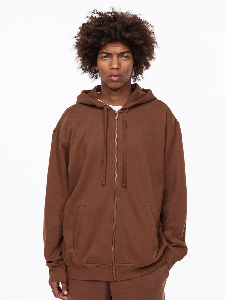 Mens brown zip 2024 up hoodie
