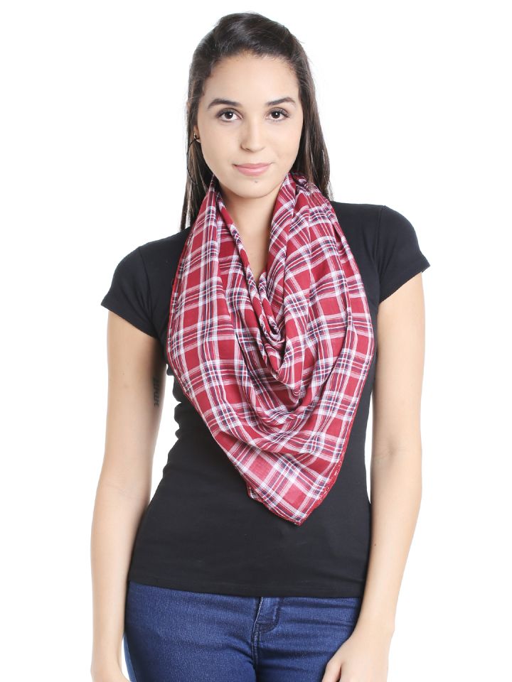 Red check store scarf womens