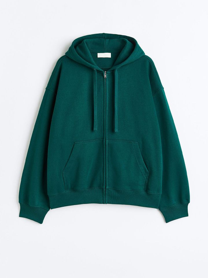 Buy H M Men Oversized Fit Cotton Zip Through Hoodie Sweatshirts