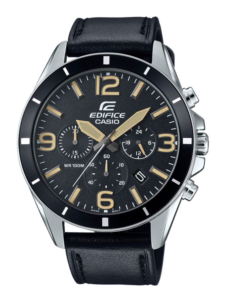 Edifice black discount gold watch