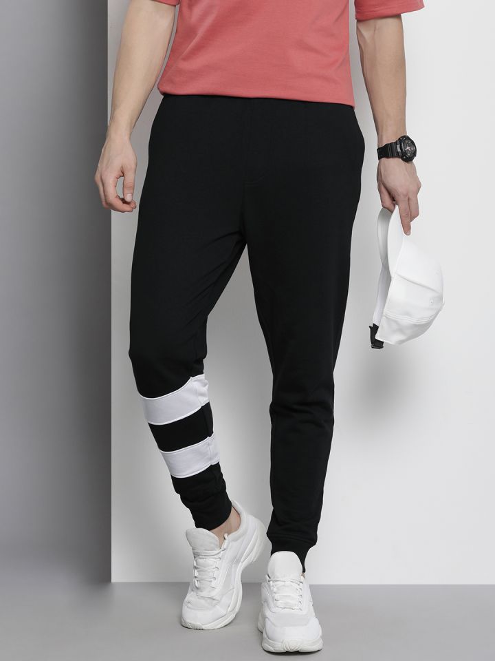 Tommy Hilfiger Men Sustainable Pure Cotton Striped Mid Rise Joggers