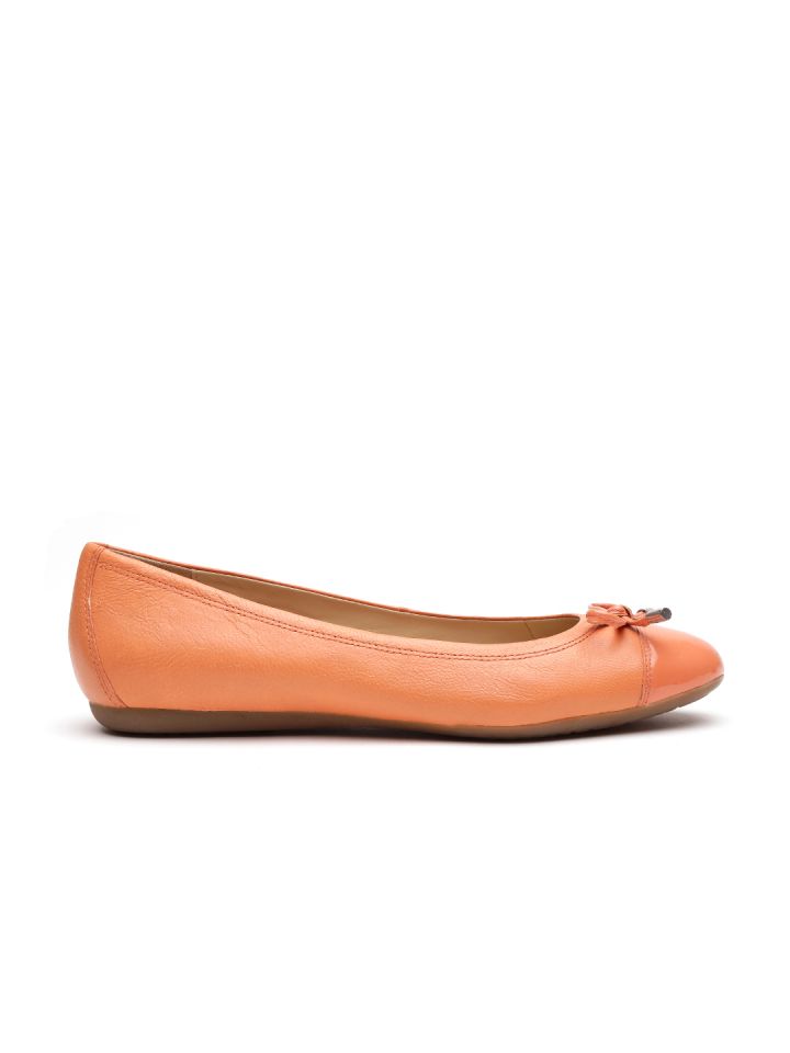 Geox Women Orange Solid Italian Patent Leather Ballerinas