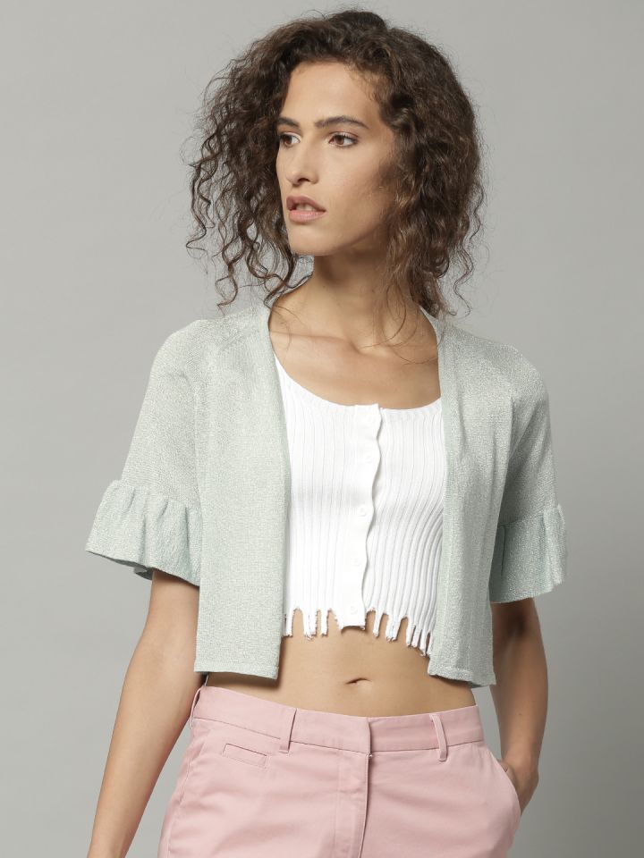 Buy Marks Spencer Blue Sheen Open Front Shrug Shrug for