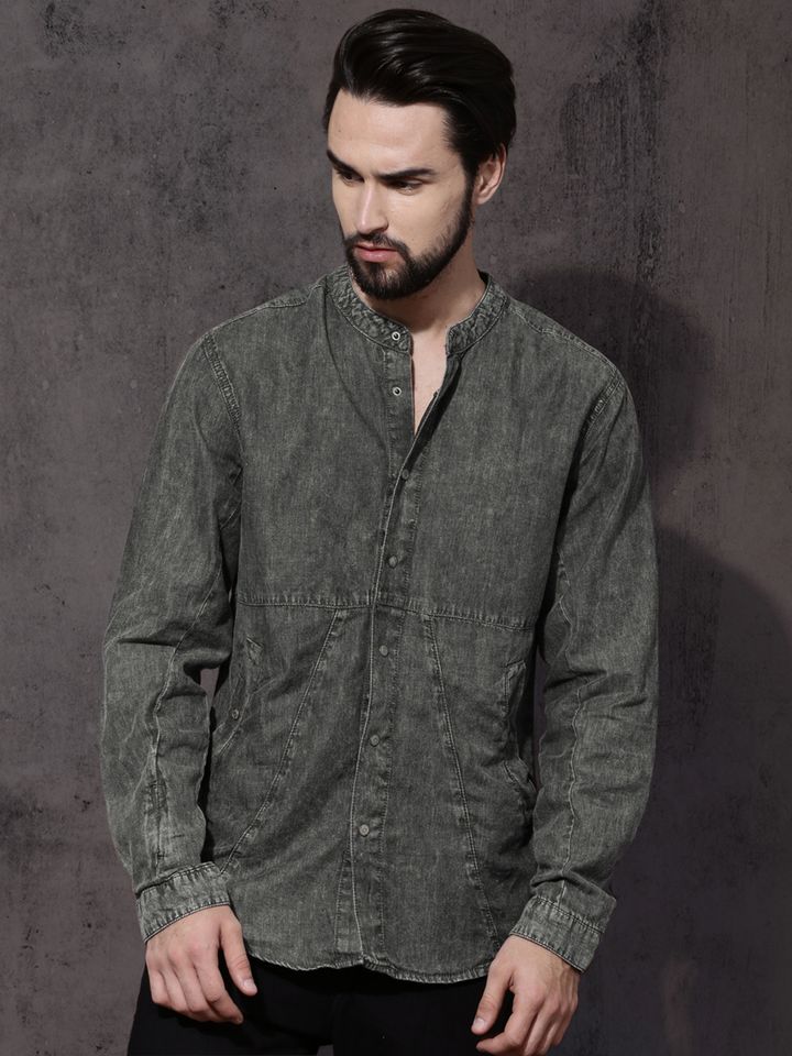 charcoal grey denim shirt