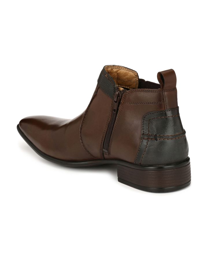 Buy Alberto Torresi Men Coffee Brown Solid Leather Mid Top Flat
