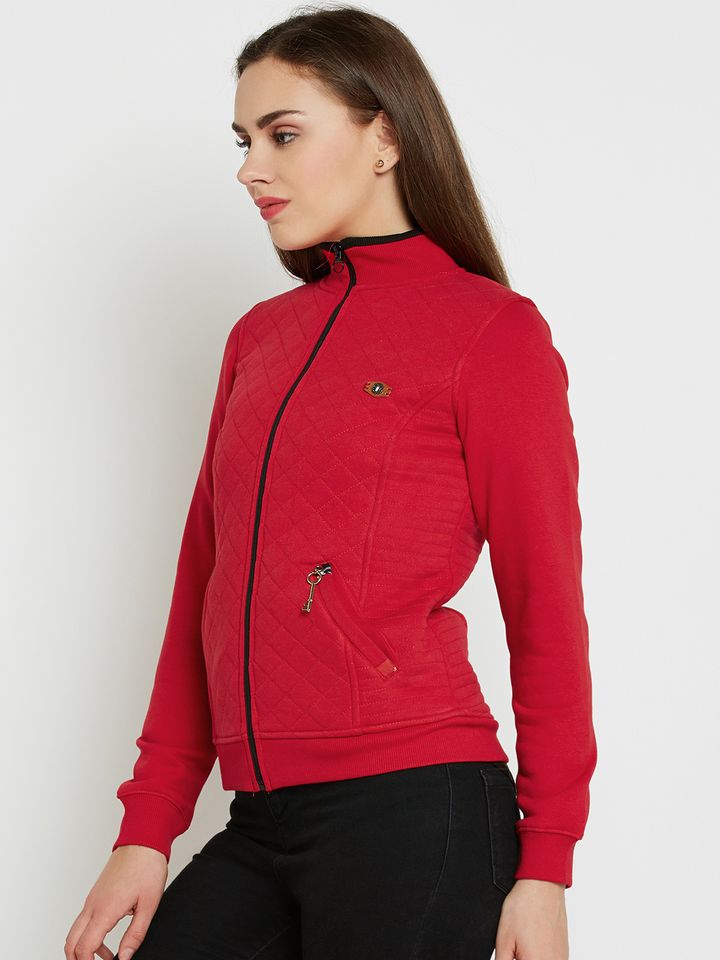 Buy Madame Women Red Solid Quilted Jacket - Jackets for Women 2130871 |  Myntra