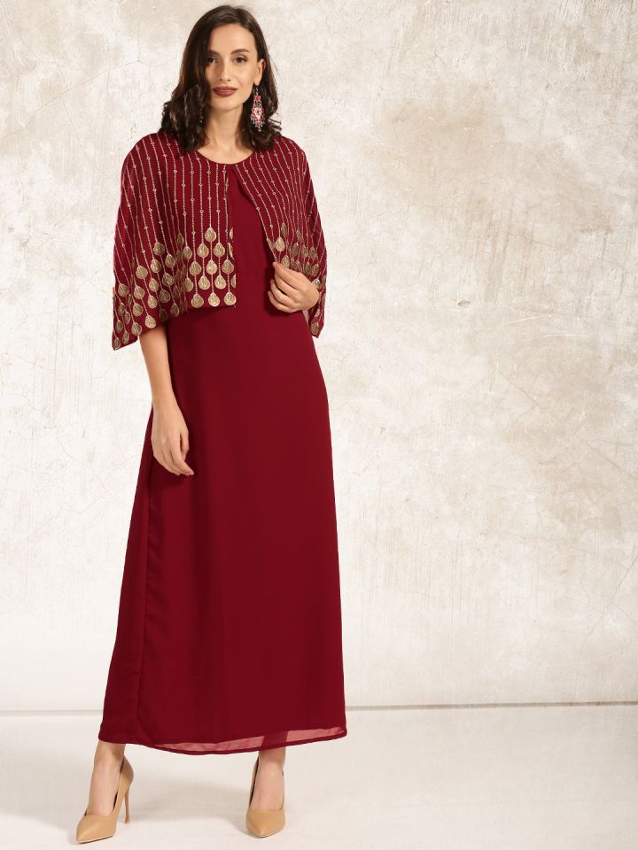 maroon dress myntra