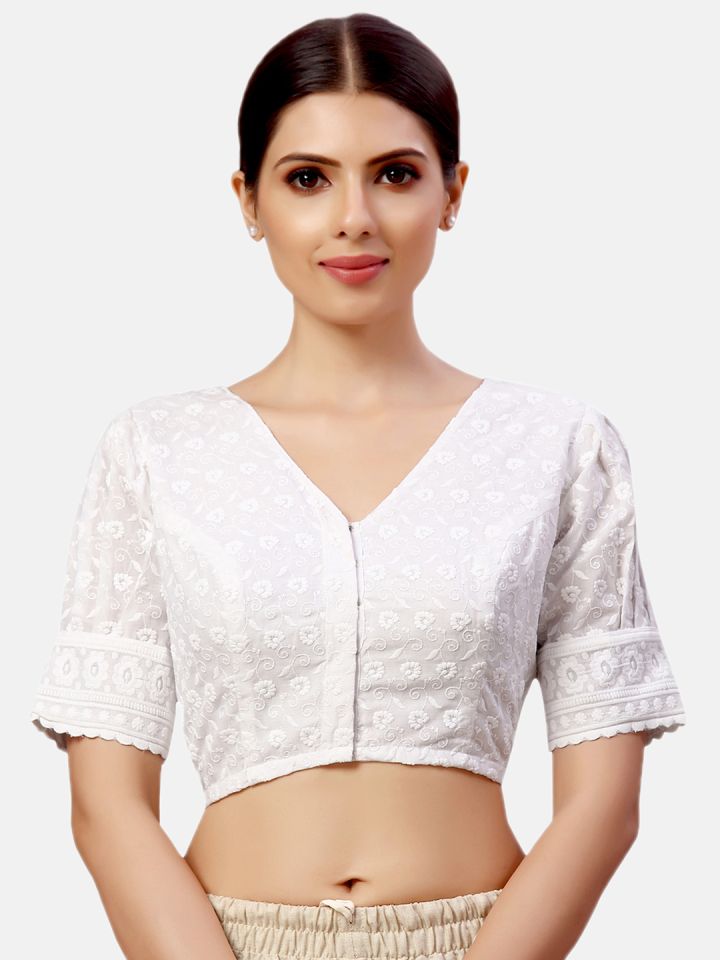 Buy Studio Shringaar Pure Cotton Chikankari Saree Blouse - Saree Blouse for  Women 21359040