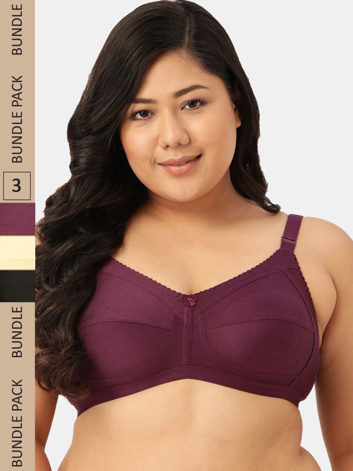 Buy Leading Lady Pack Of 3 Non Padded Bras NEW CONCENT BLK SKN PK