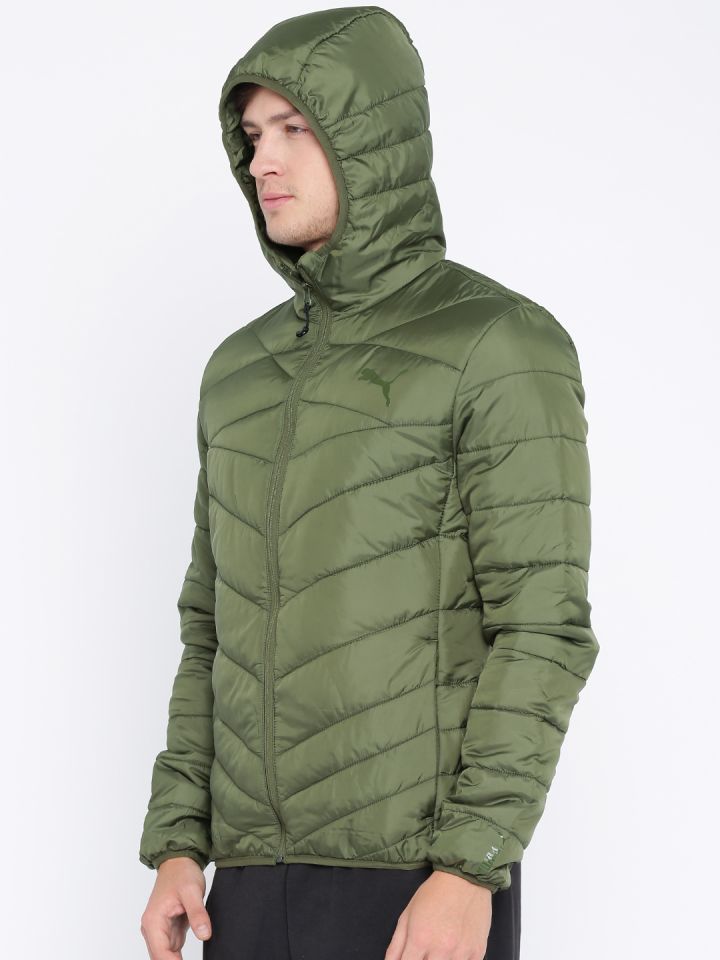 Buy Puma Men Olive Green PWRWarm X PackLITE Solid Padded Jacket
