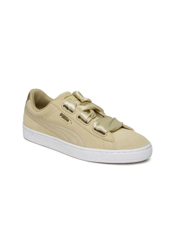 Puma suede heart safari beige top