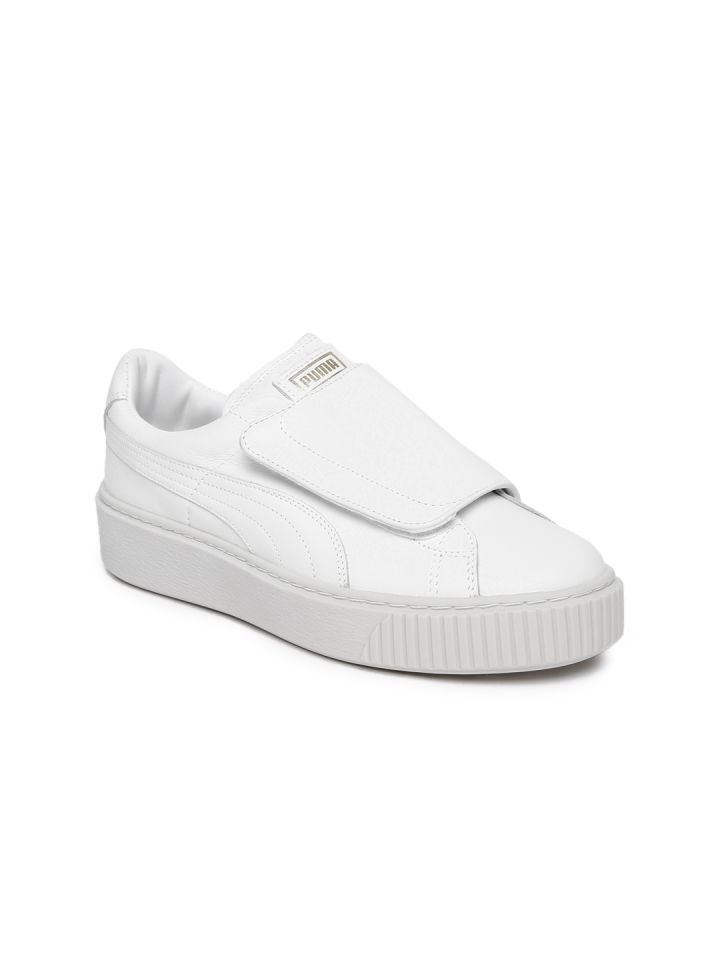 Puma Women White Basket Platform Sneakers