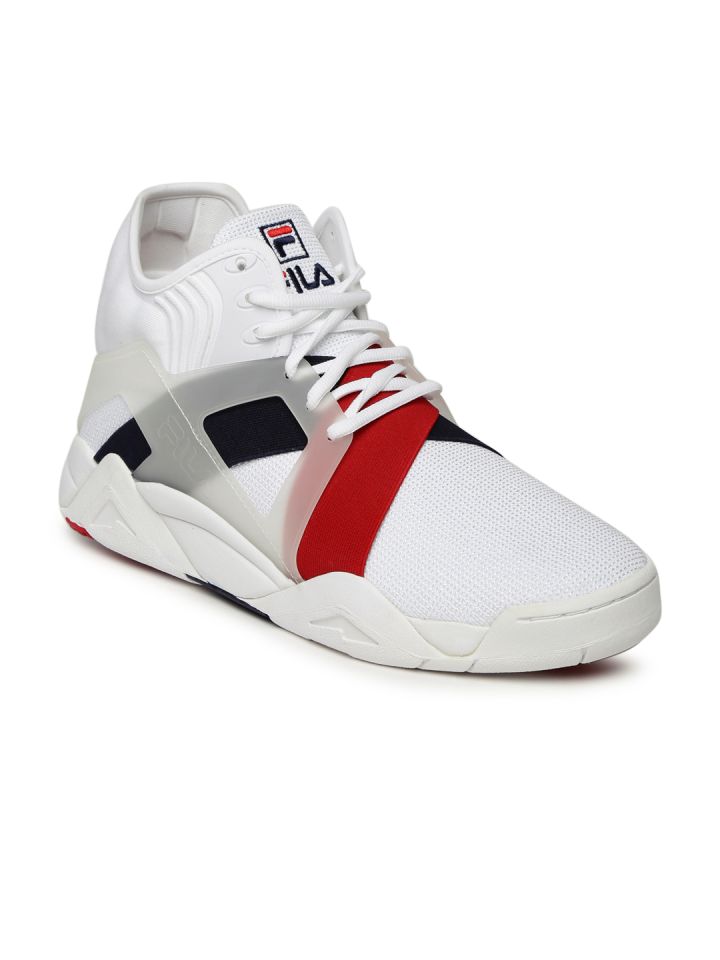FILA Men White THE CAGE 17 LOGO Mid Top Sneakers