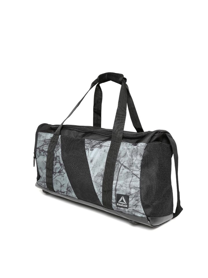 Reebok Unisex Black Grey Combat Grip Printed Duffel Bag