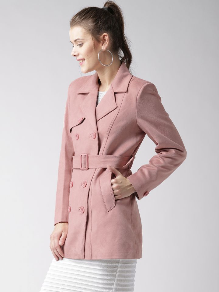 Pink suede best sale trench coat