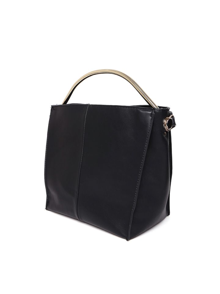 mango black solid handheld bag