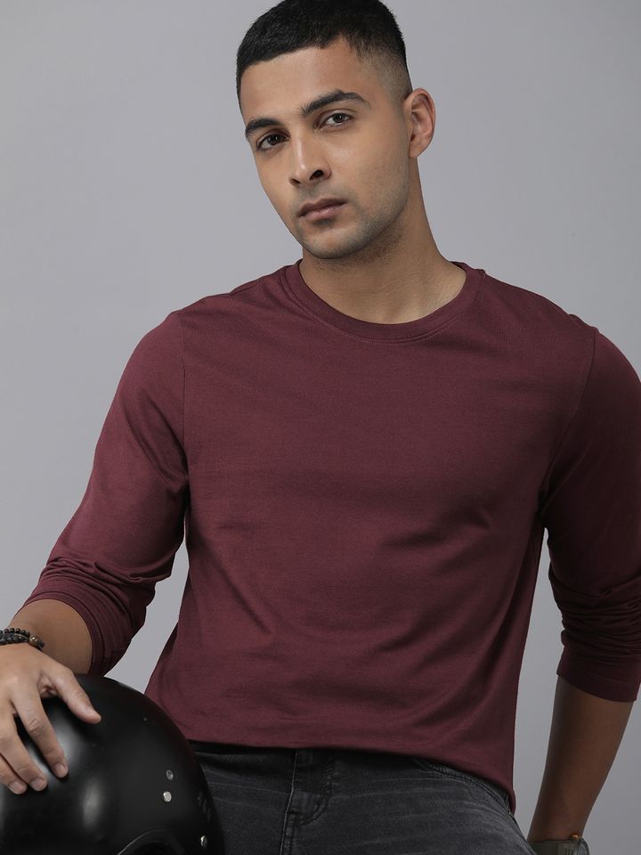 Buy The Roadster Lifestyle Men Pure Cotton Solid Long Sleeves