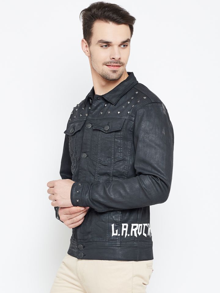 Buy Jack  Jones Men Black Studded Denim Jacket  Jackets for Men 2142672   Myntra