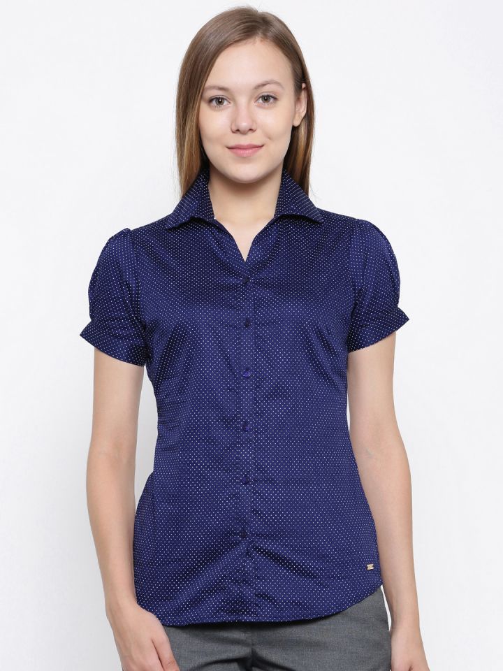 Buy Park Avenue Woman Navy Regular Fit Printed Formal Shirt