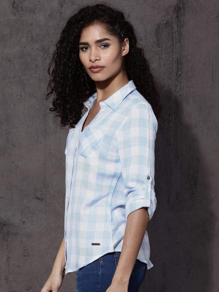 Women's checkered casual shirt top