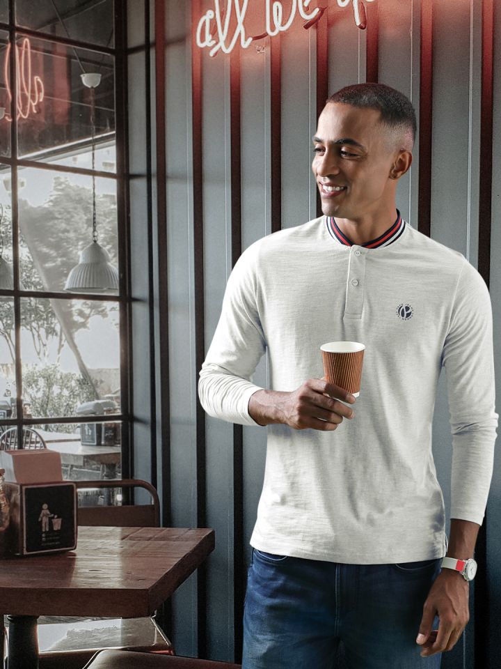 Denim henley shirt on sale