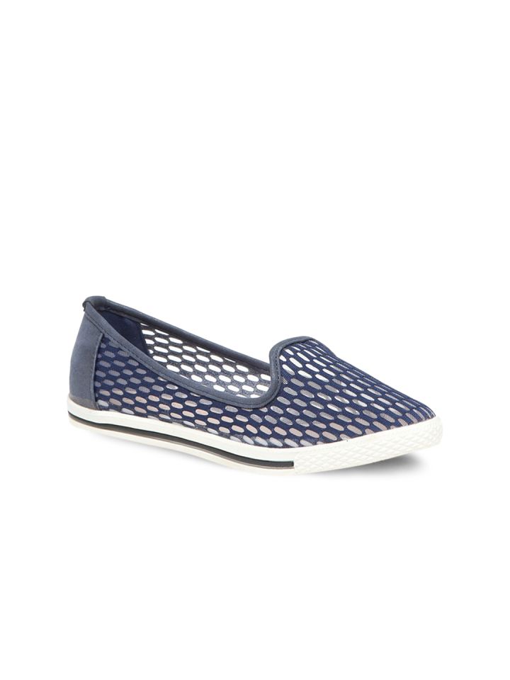 Wet Blue Women Blue Woven Design Flat Shoes