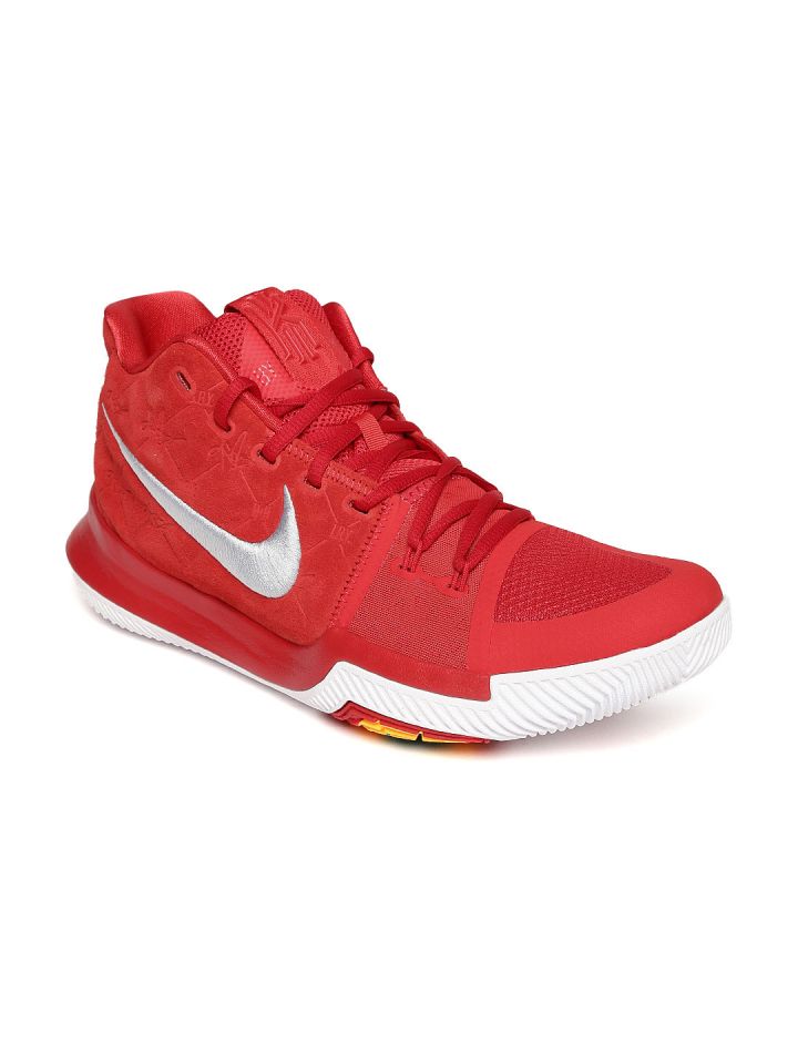 Nike Men Red KYRIE 3 Leather Mid Top Basketball Shoes