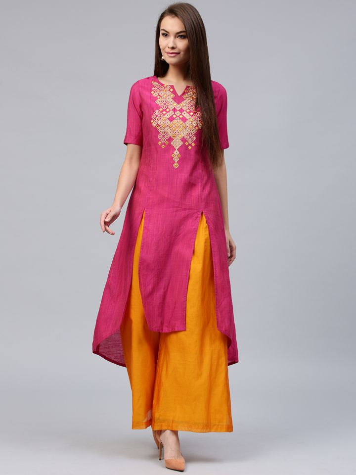 Cotton Round Neck Printed 34Th Sleeve Yellow Color Designer Kurti For  Ladies Decoration Material Paint at Best Price in New Delhi  Alam  Enterprises