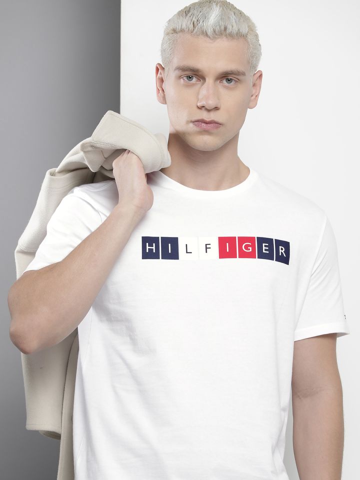 Tommy Hilfiger Men Brand Logo Print Pure Cotton T-shirt