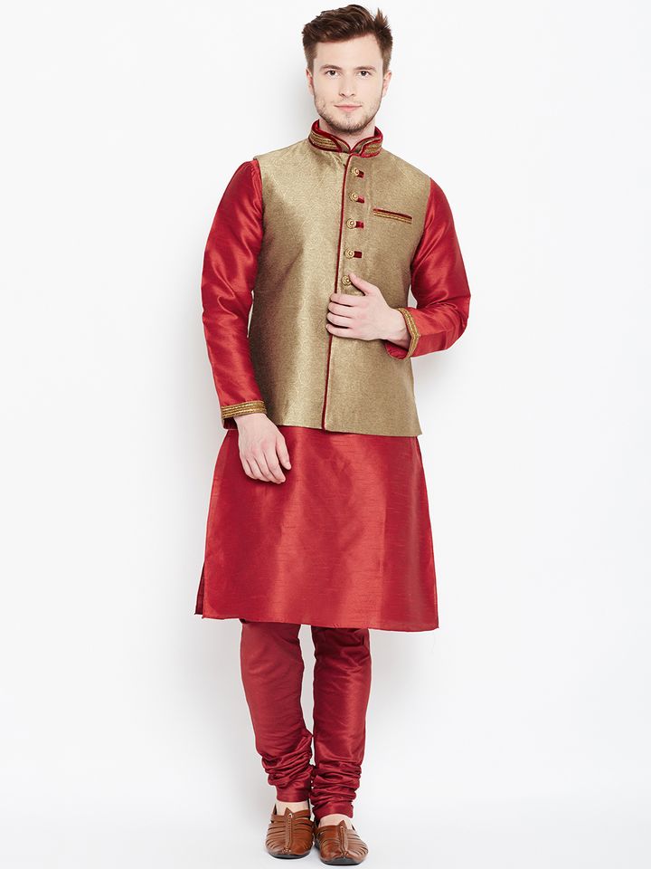 Buy Manyavar Men Red Solid Kurta With Churidar Nehru Jacket Kurta Sets For Men 2148896 Myntra See more of manyavar on facebook. manyavar men red solid kurta with churidar nehru jacket