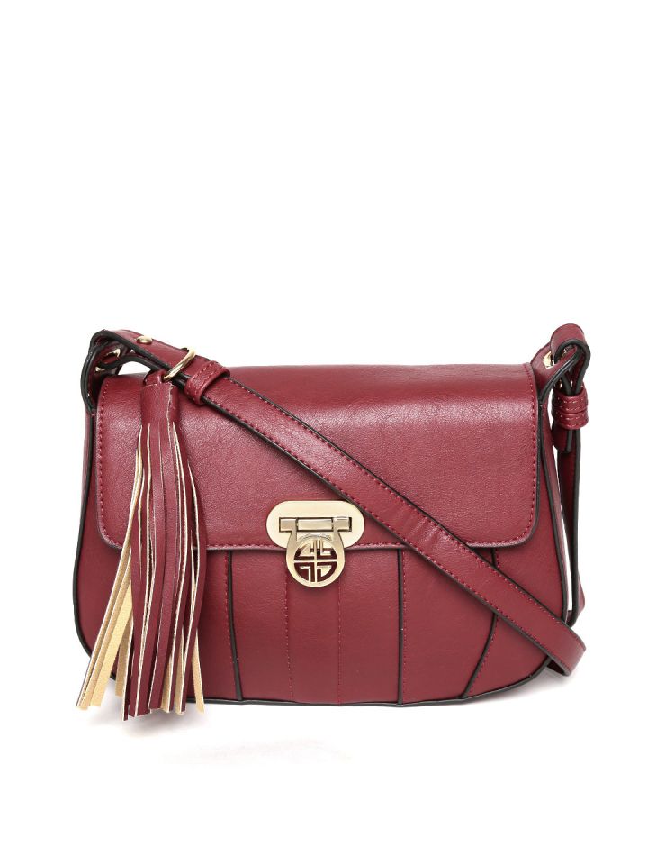 Buy Carlton London Burgundy Solid Sling Bag Handbags for Women